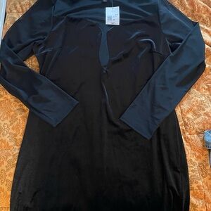 Sheer and Velvet Long Sleeve Dress